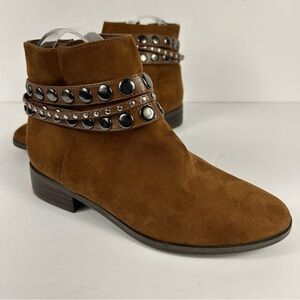 Le chateau Brown vegan Suede Ankle Boots with Studded Straps 36